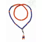 Lápisz lazuli, karneol mala, Om Mani Padme Hum mantrával, állítható