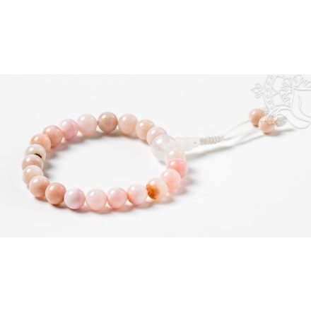 Pink opál (Andok opál) csukló mala, gumis, 21 szemes - A láthatatlan értékek védelmezője