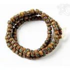 Rudraksha mala, türkiz-korall berakással, prémium minőség. antikolt - állítható