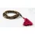 Rudraksha mala, türkiz-korall osztóval, antikolt, prémium minőség, bojtos