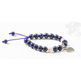   Lápisz lazuli, rózsakvarc, szív lógó állítható karkötő, csuklómala