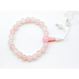   Rózsakvarc csukló mala, prémium minőség, állítható, 21 szemes - a gyengéd nőiesség és érzékenység köve