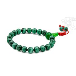   Malachit csukló mala, gumis - 21 szemes - a kalandos és szenvedélyes élet köve