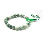 Foltos jade matt csukló mala, gumis - 21 szemes - a kiegyensúlyozottság és az önszeretet köve