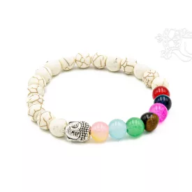   Howlit, 7 csakra kő, Buddha fej gumis karkötő, csuklómala