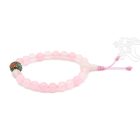 Rózsakvarc csuklómala, türkiz-korall berakásos osztóval, gumis- 21 szemes - a gyengéd nőiesség és érzékenység köve