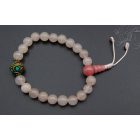 Rózsakvarc csuklómala, türkiz-korall berakásos osztóval, gumis- 21 szemes - a gyengéd nőiesség és érzékenység köve