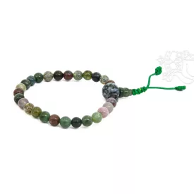 Vegyes jade csukló mala, gumis