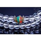 Hegyikristály mala türkiz és korall osztóval, állítható - mesterkristály, médiumkő, a tisztánlátás köve