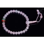 Rózsakvarc csukló mala, türkiz és korall osztóval, prémium minőség, gumis - a gyengéd nőiesség és érzékenység köve