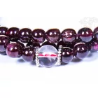 Gránát mala, hegyikristály osztóval, prémium minőség, állítható - az önbizalom, a vállalkozókedv és a szexuális hódítás köve