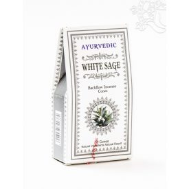   Ayurvedic Fehér Zsálya, visszaáramló (backflow) kúpfüstölő