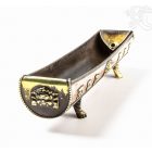 Nyitott füstölő égető Om Mani Padme Hum mantrával, réz színű