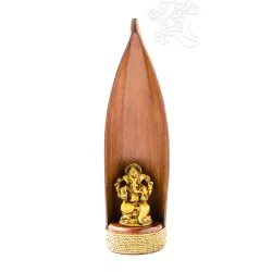 Ganesha színes rezin szobor pálmalevéllel