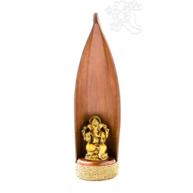 Ganesha színes rezin szobor pálmalevéllel