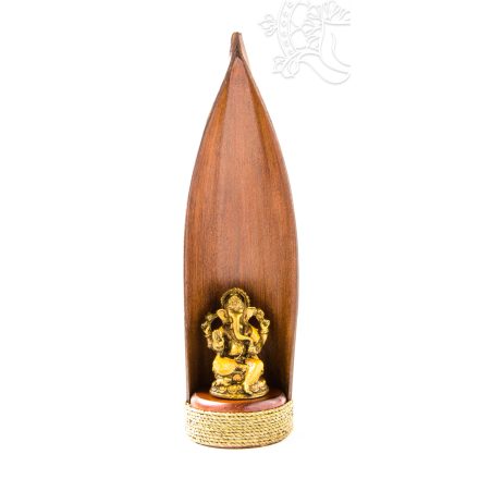 Ganesha színes rezin szobor pálmalevéllel