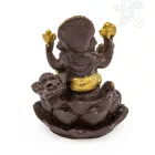 Ganesha lótuszon füstölő égető, visszaáramló füstölőkhöz