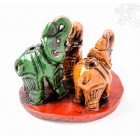 Színes kerámia füstölő égető, elefántokkal