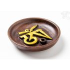 Színes agyag füstölő égető, arany Om jellel, kerek