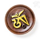 Színes agyag füstölő égető, arany Om jellel, kerek
