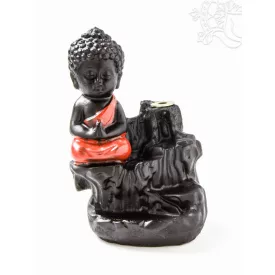   Buddhás rezin füstölő égető, visszaáramló füstölőkhöz - narancspiros