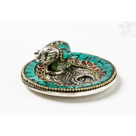 Alumínium füstölő égető, kerek - elefánt, türkiz