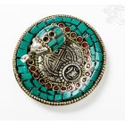 Alumínium füstölő égető, kerek - elefánt, türkiz