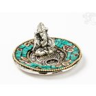 Alumínium füstölő égető, kerek - Ganesha, türkiz