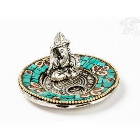 Alumínium füstölő égető, kerek - Ganesha, türkiz