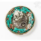 Alumínium füstölő égető, kerek - Ganesha, türkiz