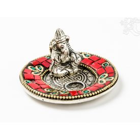 Alumínium füstölő égető, kerek - Ganesha, korall