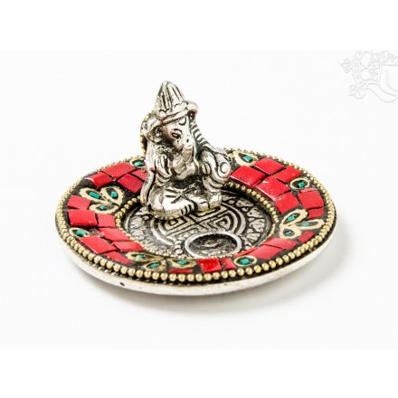 Alumínium füstölő égető, kerek - Ganesha, korall