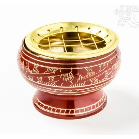 Réz, vésett gyantaégető - piros - 6 cm