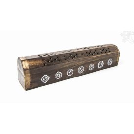 Fa, zárható, fekvő füstölő égető 7 csakra