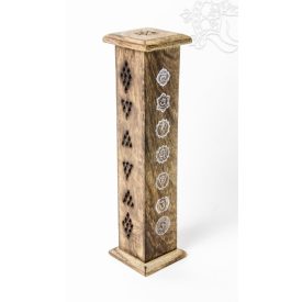   Fa torony alakú füstölő égető - 7 csakra díszítéssel