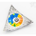 Mozaikos háromszög alakú kerámia füstölő égető - ezüst