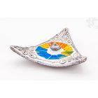 Mozaikos háromszög alakú kerámia füstölő égető - ezüst