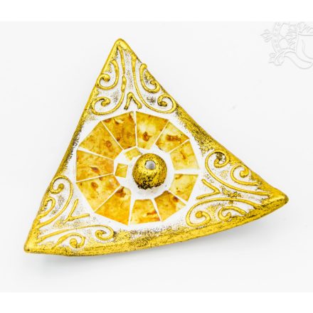 Mozaikos háromszög alakú kerámia füstölő égető - arany