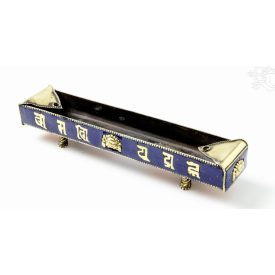   Nyitott füstölő égető Om Mani Padme Hum mantrával, Mahakalaval, lápisz berakással