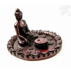 Rezin füstölő égető, vörös színű Shakyamuni Buddha