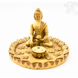 Rezin füstölő égető, csont színű Shakyamuni Buddha