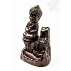 Imádkozó Buddhás rezin füstölő égető, visszaáramló füstölőkhöz - vörös színű