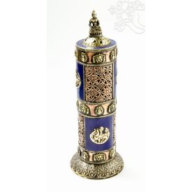 Torony alakú réz füstölő égető Buddhával - lápisz