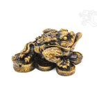 Szerencsepénzen ülő béka rezin szobor - 3,5 cm