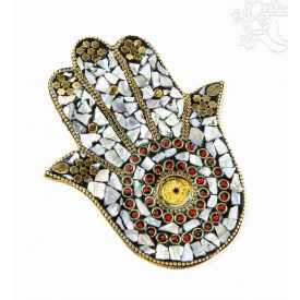   Fatima keze fém füstölő égető mozaikos díszítéssel – 12,5 cm