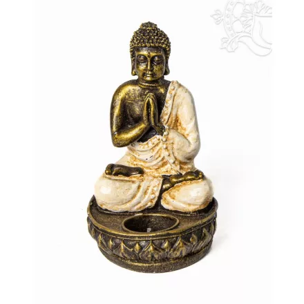 Imádkozó Buddha színes rezin mécsestartó – 17 cm