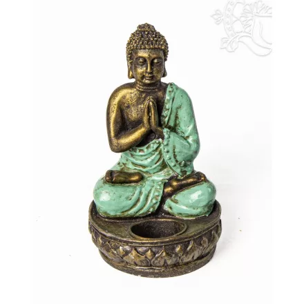 Imádkozó Buddha színes rezin mécsestartó – 17 cm