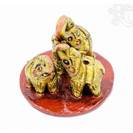 Három elefántos kerámia füstölő égető - 7 cm