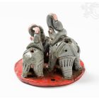 Három elefántos kerámia füstölő égető - 7 cm