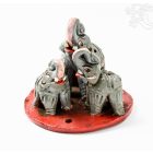 Három elefántos kerámia füstölő égető - 7 cm